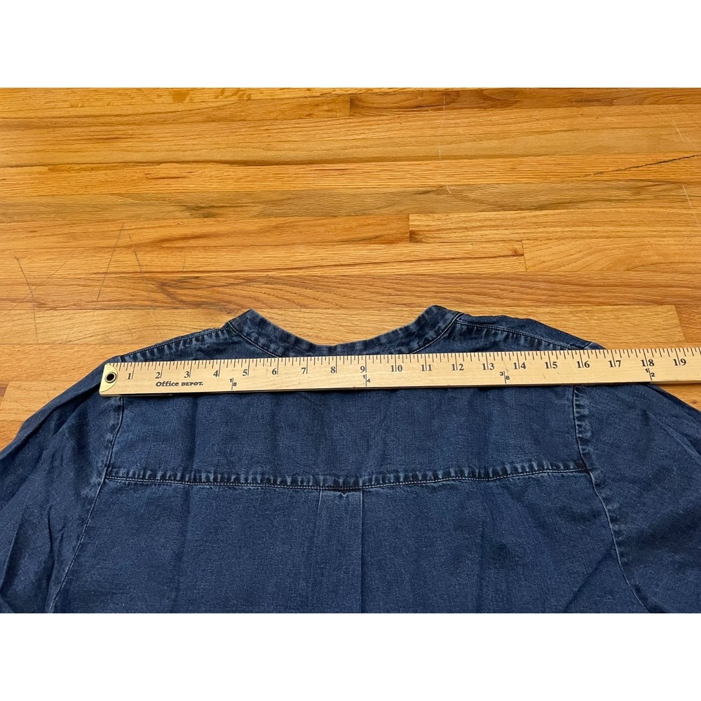 Soft Surroundings Women's PXL Blue Blouse Lyocell Top Denim Boho Chic Casual - Picture 5 of 9